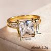 Gold Color Women Ring Inlaid Princess Cubic Zirconia Luxury Accessories for Wedding Engagement Fashion Charming Jewelry