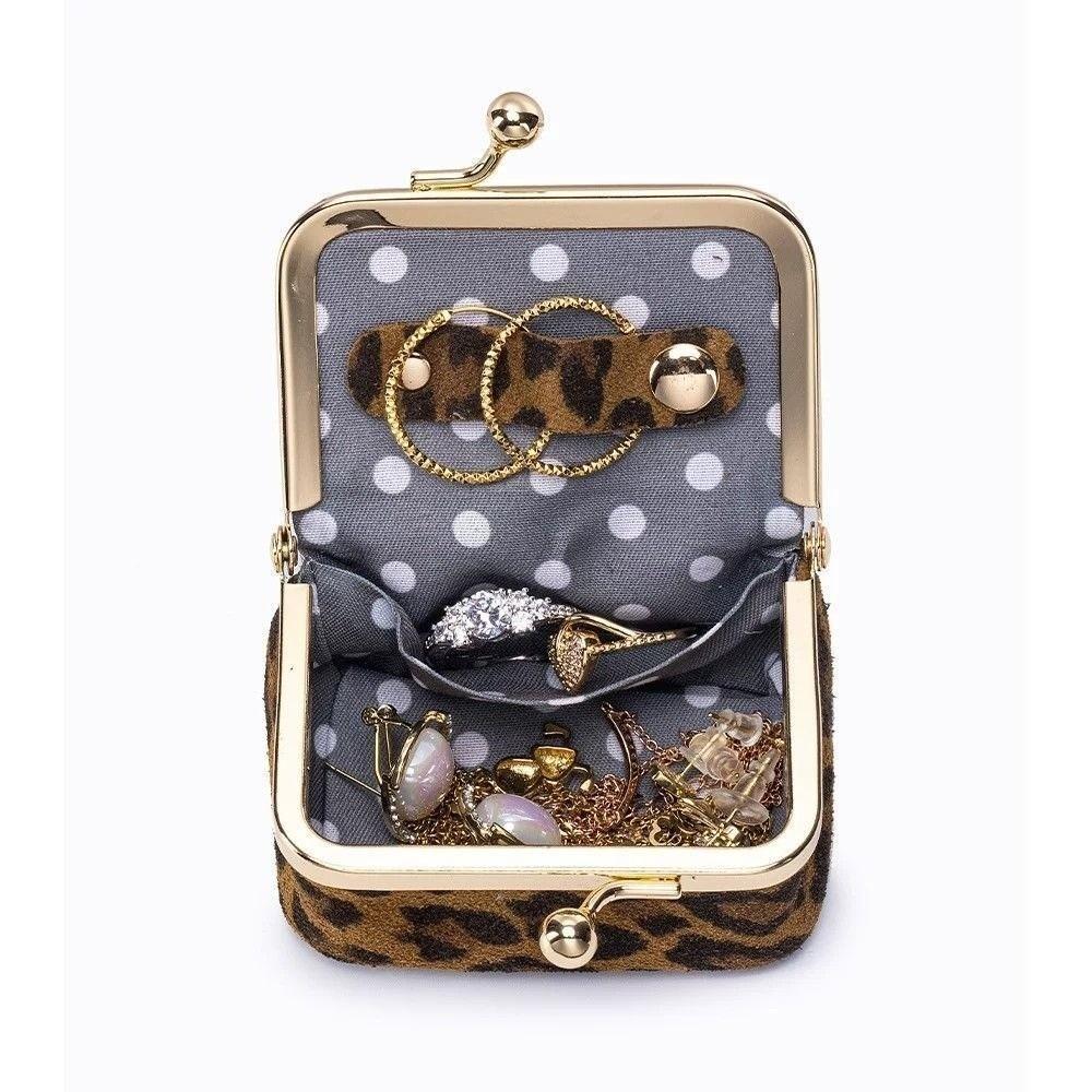 Square Kiss Lock Coin Purse PU Leather Small Item Bag Elegant Leather Jewelry Bag Ring