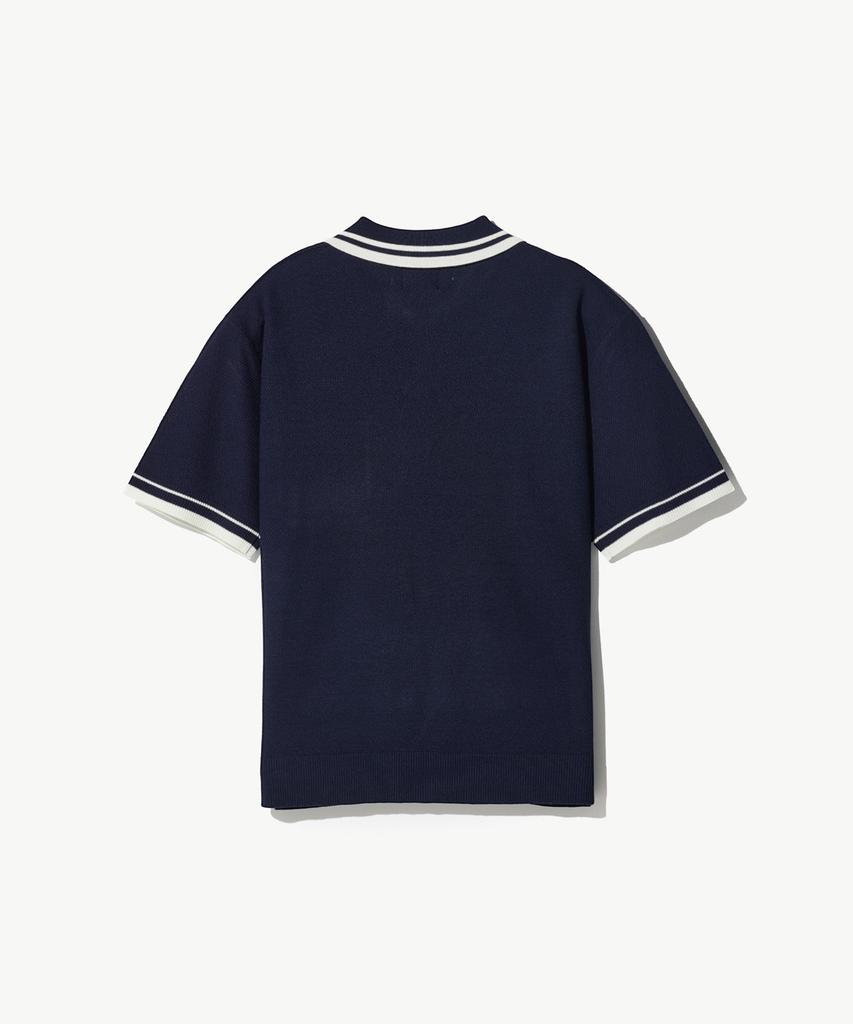 Stico Diems Contrast Tip Open Collar Knit Navy (Oversized)_Lktwb61Osn