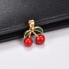 Sweet Stainless Steel Enamel Cherry Pendant Necklace for Women Men DIY Charms Chain Wedding Metal Jewelry Making Accessories