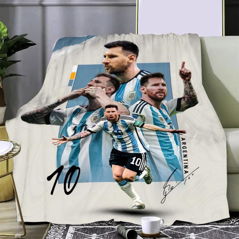 Football Star Printed Picnic Blankets R-ronaldo M-Messis Warm Blanket Soft and Comfortable Blanket Home Travel Birthday Gift
