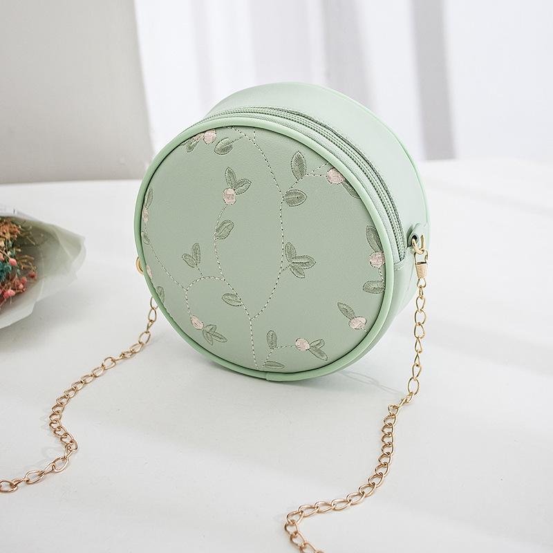 

Весна и лето новая мода вышитая на плечо сумка-мессенджер мини маленькая круглая сумка цепочка маленькая сумка зелёный