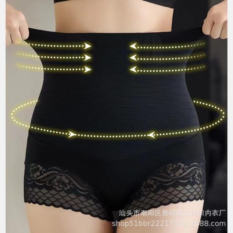 

Women High Waist Lace Edge Tummy Control Non Rolling Edge Postpartum Slim Shape Briefs M чёрный