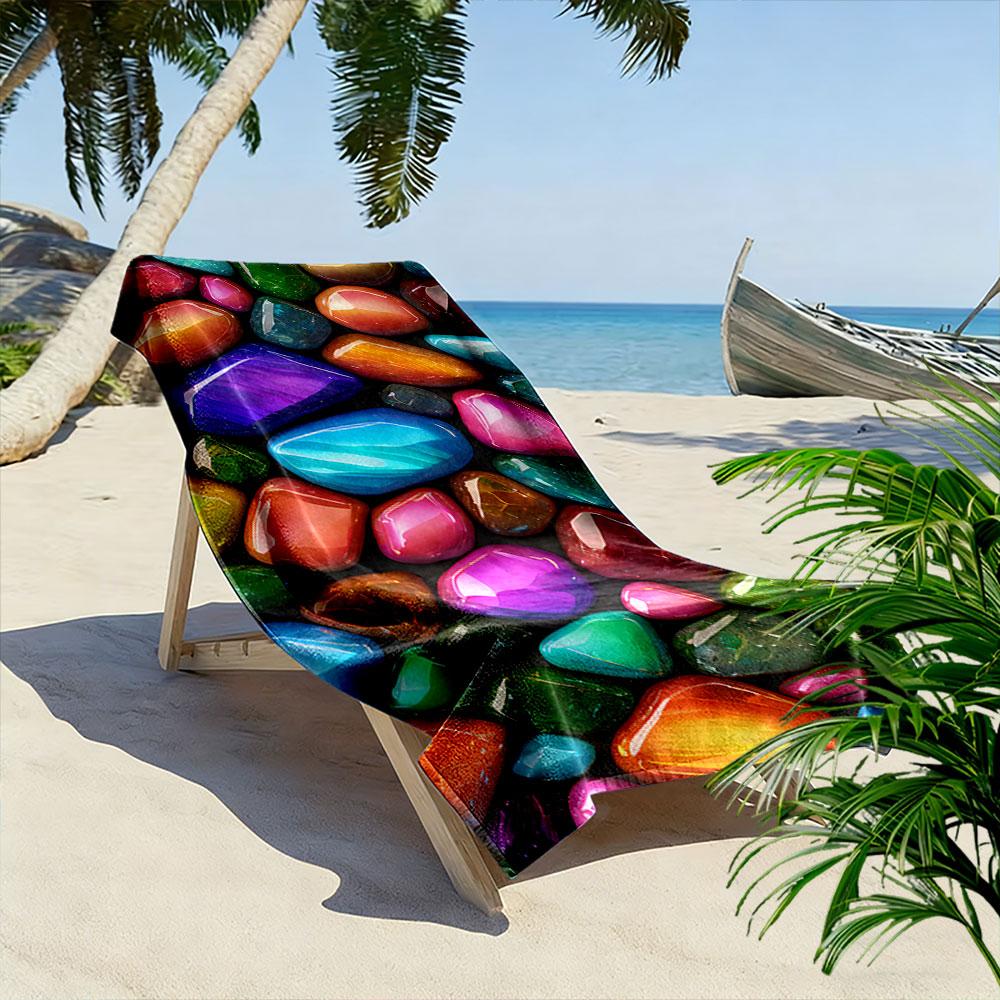 Colorful Gemstone Pattern Towel Beach Towel Quick-drying for Travel Outdoor Sports Jogging Beach and Swimming