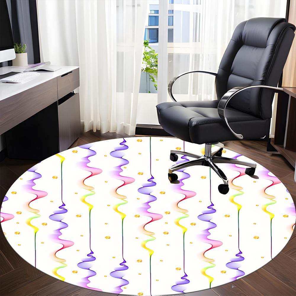 1pc Colorful Streams Office Round Rug, Non-slip, Soft and Durable Office Rug for Interior Decoration, Perfect for Office, Beautiful Decoration yy26032