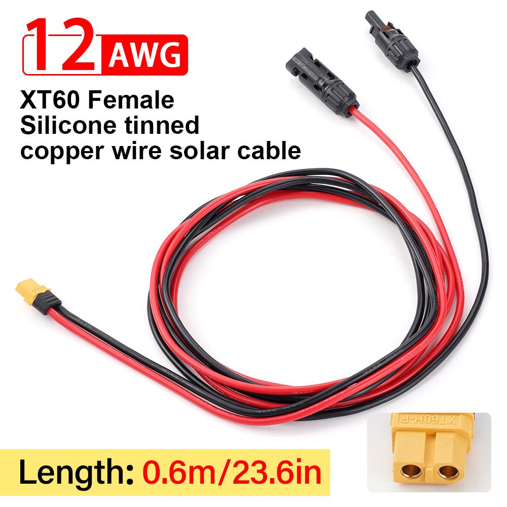 

XT60H гнездовой адаптер для солнечного разъема 12AWG высококачественный силиконовый луженый медный удлинительный кабель 60 см водонепроницаемый коннектор
