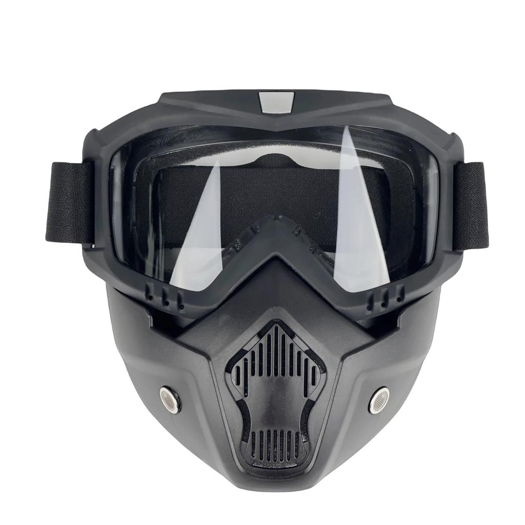 Motosiklet Kaskı Sürüş Gözlüğü Çıkarılabilir Yüz Maskeli Gözlükler Buğu Önleyici Sıcak Gözlükler Ağız Filtresi Ayarlanabilir Kaymaz