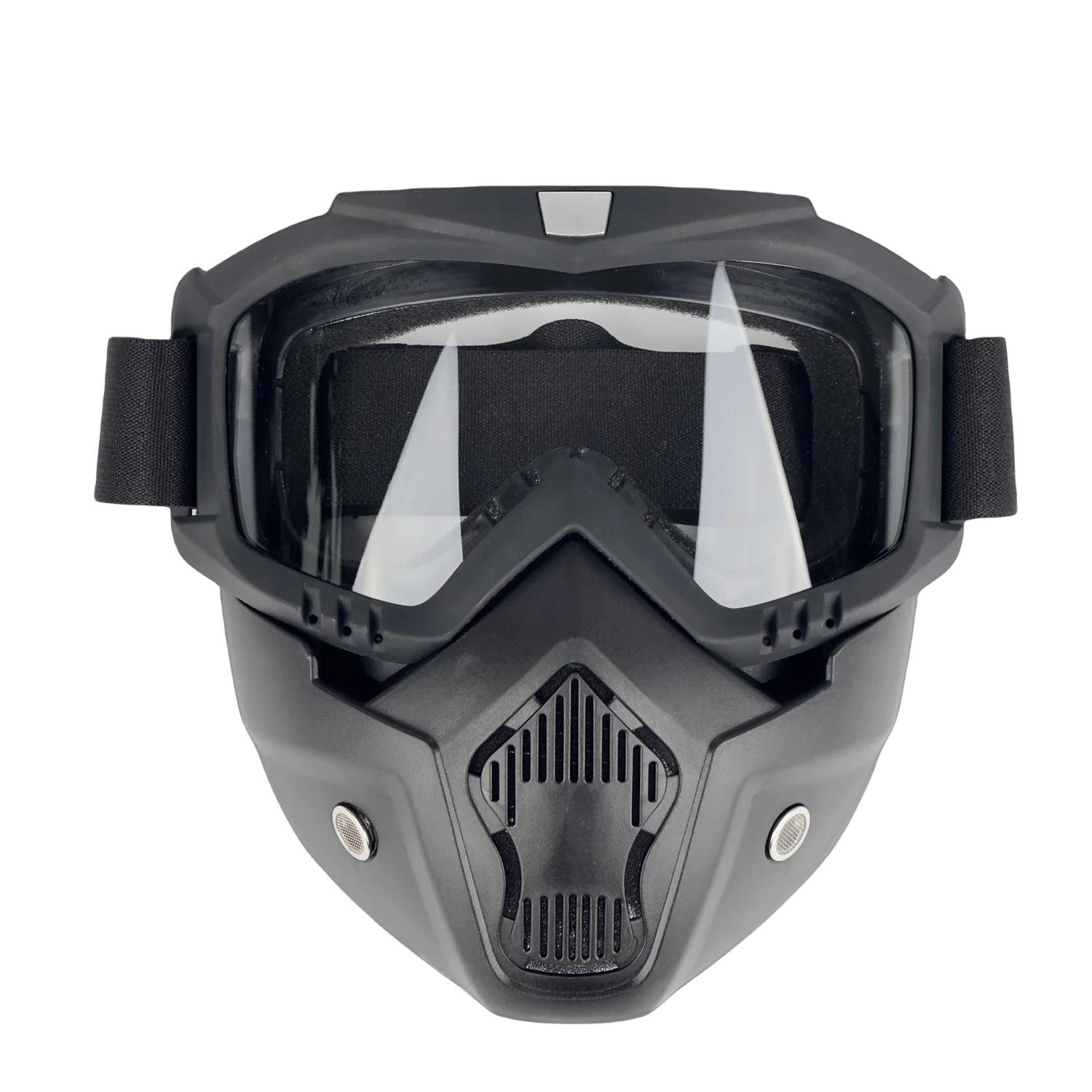 

Мотоциклетный шлем, очки для езды, очки со съемной маской для лица, противотуманные теплые очки, фильтр для рта, регулируемый, нескользящий