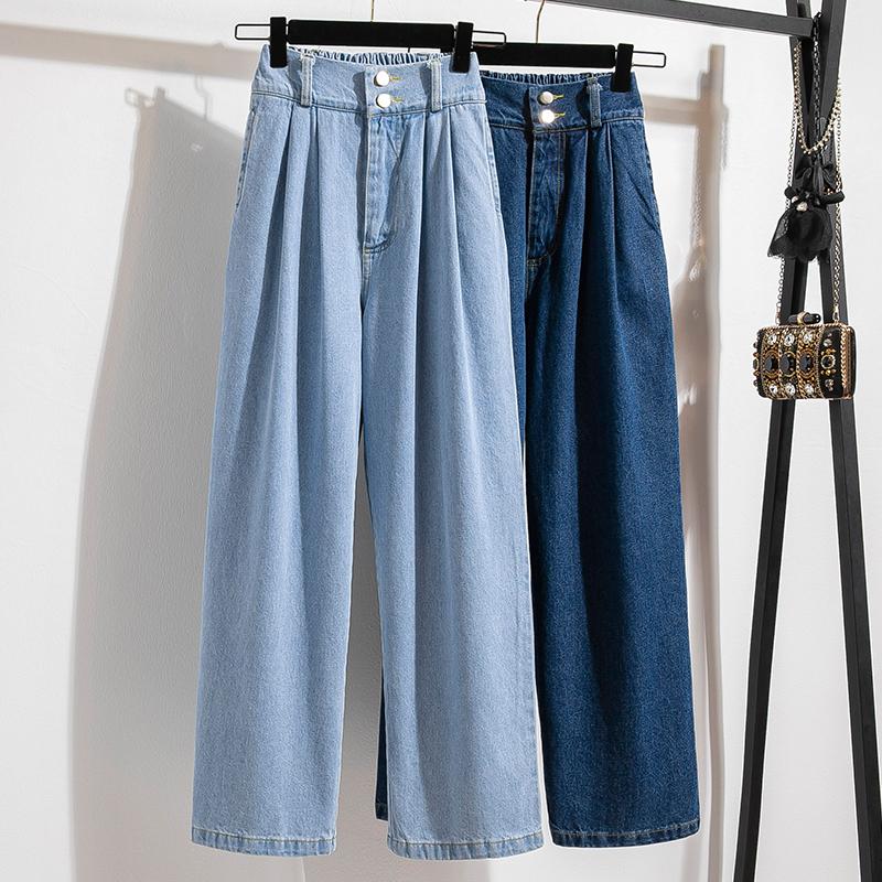 MOJTA Women Spring Autumn Plus Size Casual Loose Pants Hight Waist Jeans