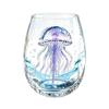 Clear Glass Cups for Party Stemless Wine Glasses with Marine Animal Pattern, 420ml Capacity, High Borosilicate Creative Gift Friends Cup, Round