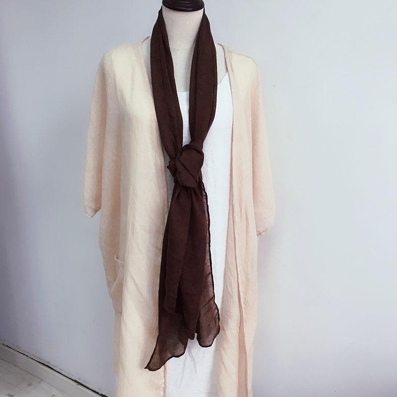 Thin Hollow Solid Color Soft Cotton Scarf Korean Version Thin Narrow Extended Small Silk Scarf Summer Neck Protection