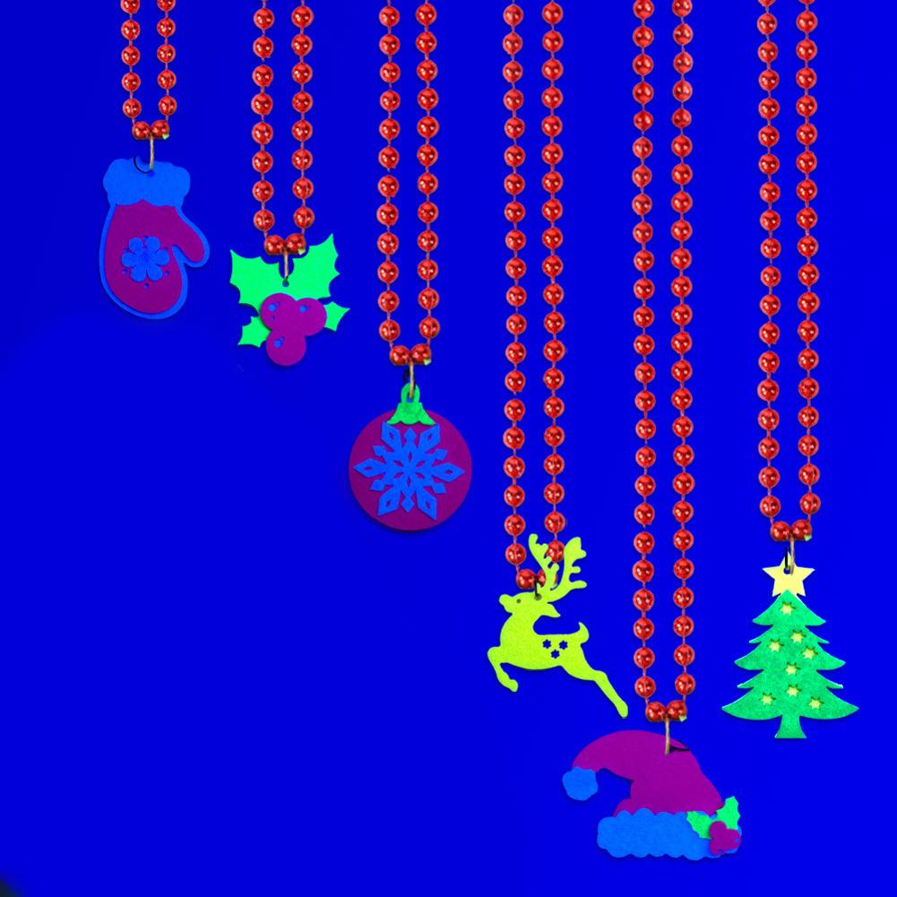 Christmas Decorative Glow Necklace Christmas Fluorescent Necklace Party Christmas Tree Elk Bead Necklace Decoration Pendant