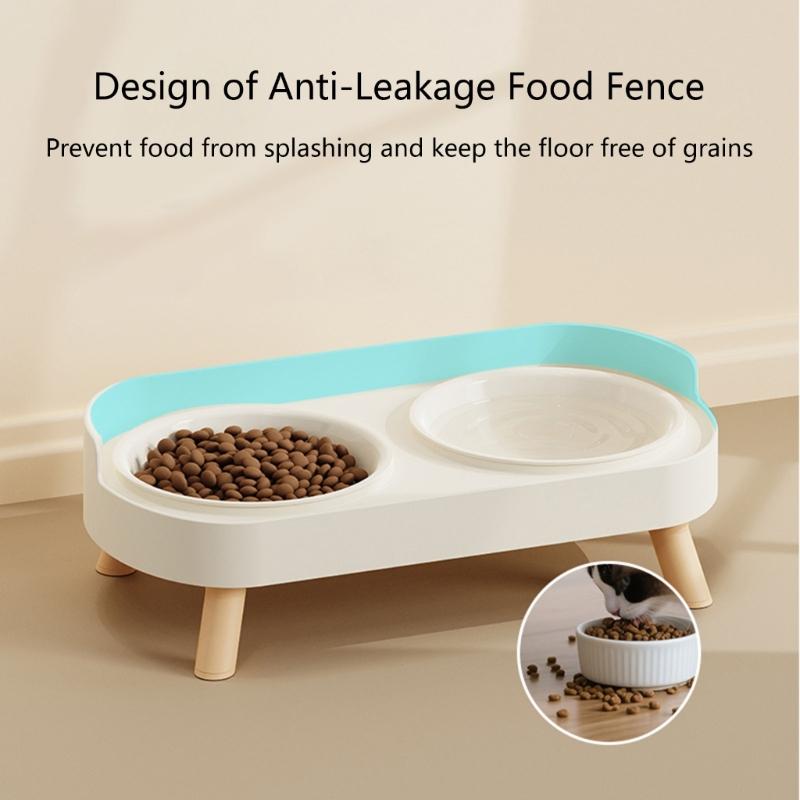 Spill Proof Raised Pet Feeders Double Dishes With Nonskid Rubber Feet For Dog Cats Water Food Bowl Container Kitchen Use