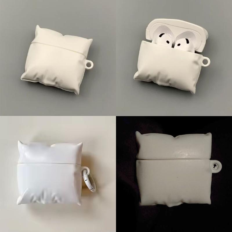 Funda Creativa para Auriculares con Forma de Cojín Cubierta Flexible de Silicona TPU Y Accesorio con Encanto Para Pods 4 2024