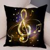 Vintage Music Note Pillowcase Decor Guitar Microphone Violin Printed Pillow Case for Home Sofa Soft Plush Cushion Cover 45x45cm