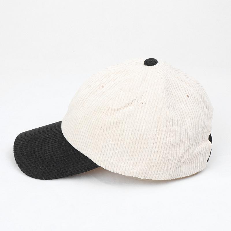 Color Blocking Corduroy Baseball Caps for Unisex Couple Street Versatile Snapback Hats for Autumn Winter, Ideal Choice for Gifts