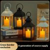 Vintage Lantern Decorative LED Flickering Flameless Candle with Timer, Battery Powered LED Decorative Hanging Lanterns for Indoor Outdoor Garden Yard