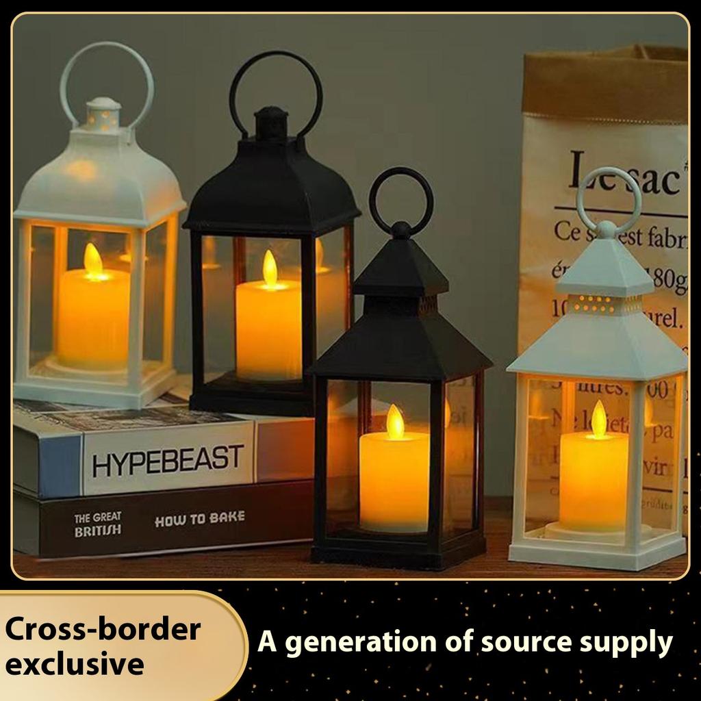 Vintage Lantern Decorative LED Flickering Flameless Candle with Timer, Battery Powered LED Decorative Hanging Lanterns for Indoor Outdoor Garden Yard