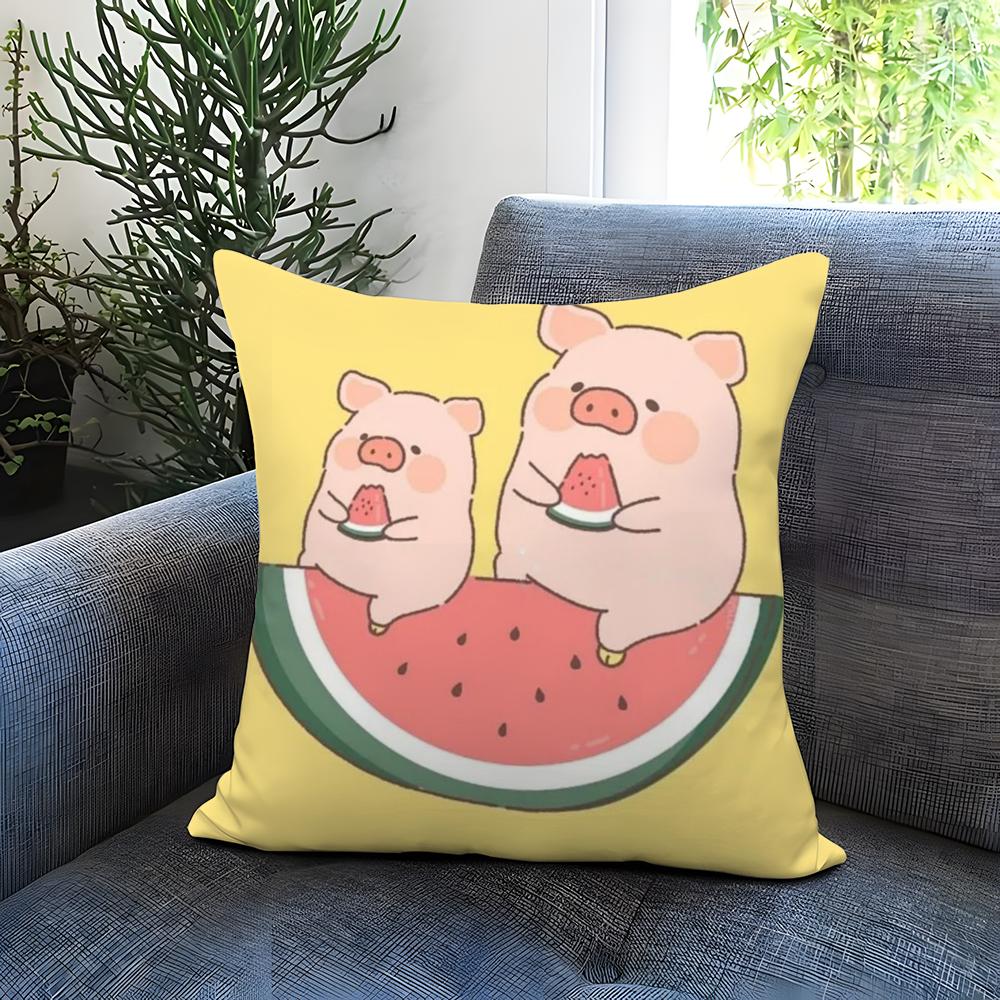 Cartoon Pig Pink L-Lulu Cushion Cover Comfortable Reversible Pillow Cover Ideal for Car Sofa Bedroom & Beyond