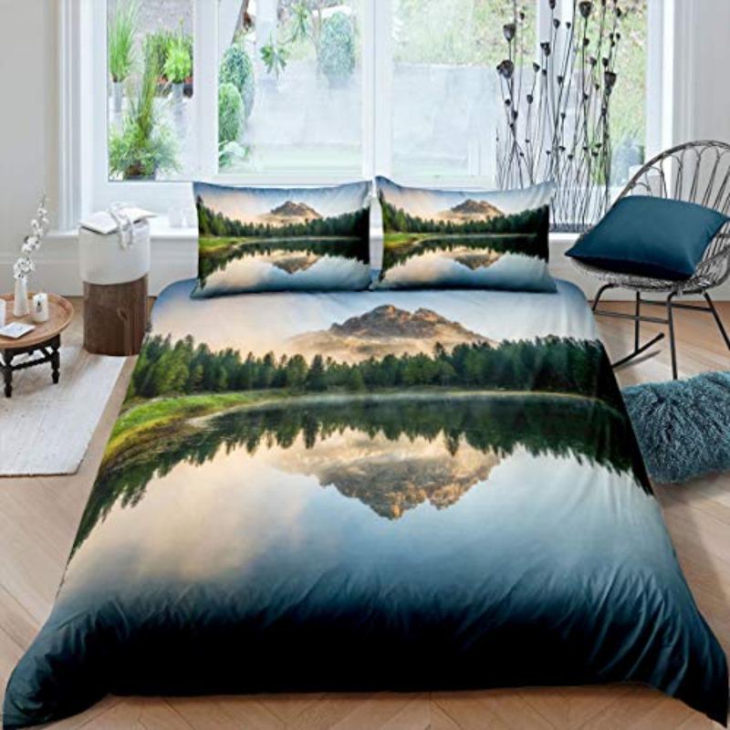 Natural Scenery Duvet Set Duvet Cover Set 3d Bedding Digital Printing Bed Linen Polyester Bedding Set Fashion Design King Queen