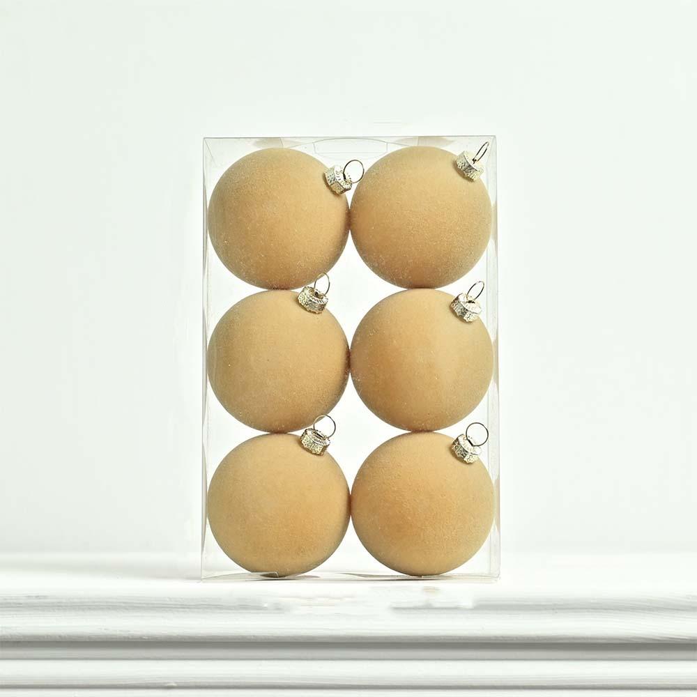 6pcs 6cm Flocked Christmas Ball Pendant Shatterproof Merry Christmas Decor  Hotel Mall