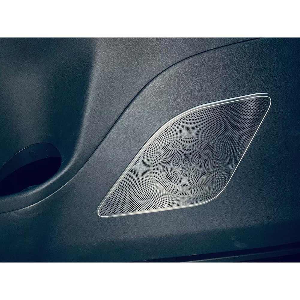 RUIQ Stainless Steel Front and Rear Speaker Ring Garnish for Toyota New Silver Alphard/Vellfire (40 Series) -