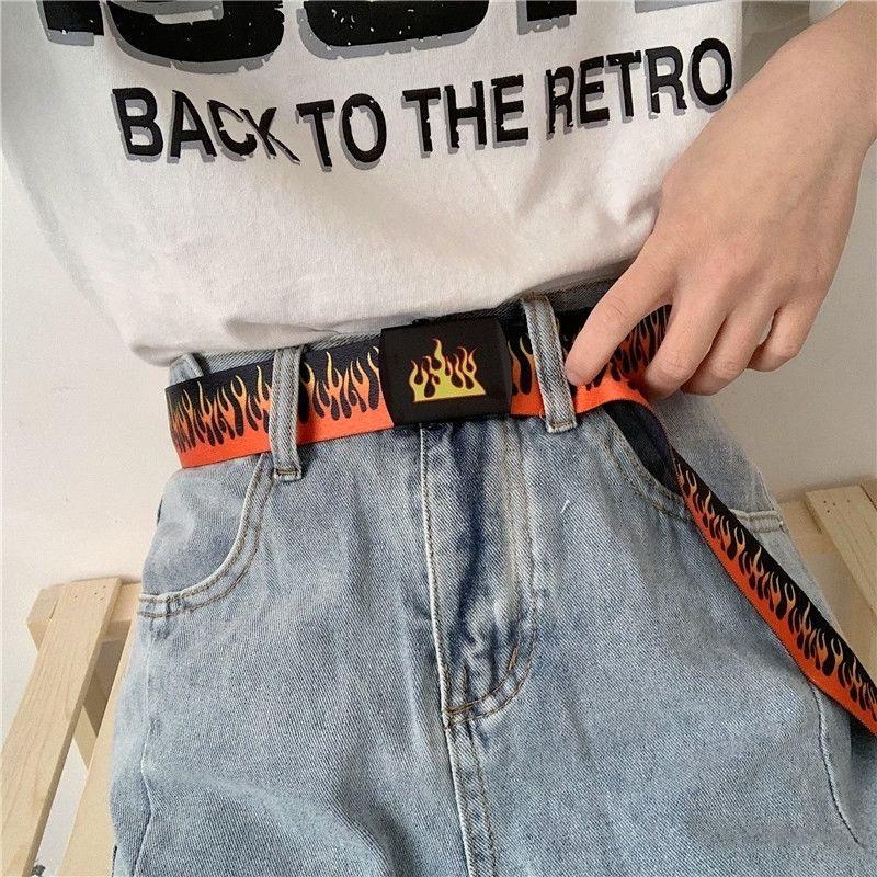Punk Flame Belt - Trendy Hip-hop Street Bad Boy Personality Decoration Durable for Both Men and Women Trendy Eyelet Belt