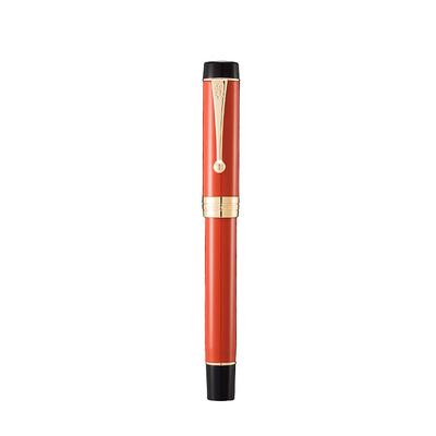 Jinhao 100 Classic Fountain Pen Bent Orange Red Brush Fine To Thick Pen Case Set Nib, Celluloid, Feel, Sizes,
