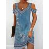 QICED Fashion Summer Spring V-Neck Short Sleeve  Casual Dresses
