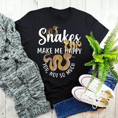 Snakes Make Me Happy Funny T Shirt Reptile Snake Lover Ball Python Carpet For Kids Vintage Breathable Comfortable Homme