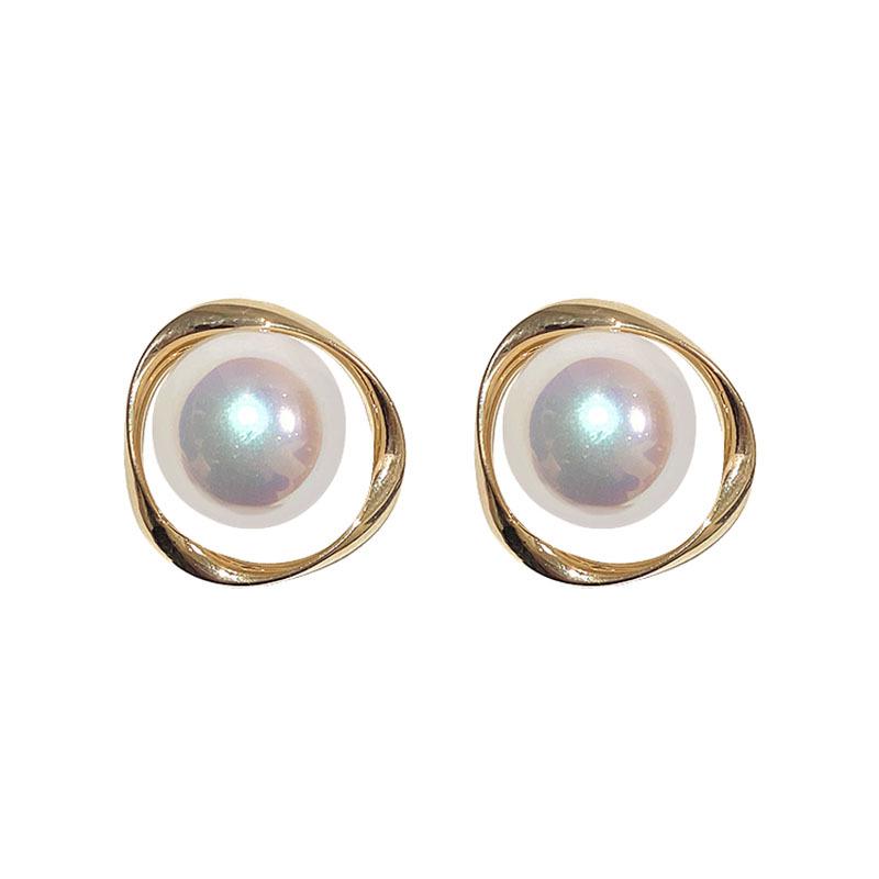 Dongdaemun 925 Silver Pearl Stud Earrings - Retro French Elegance, Versatile Women s Accessory