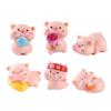 Pack of 6 Pink Pig Figurines Miniatures for Car Dashboard Ornaments and Home Office Desktop Shelves Decors Figures Dolls