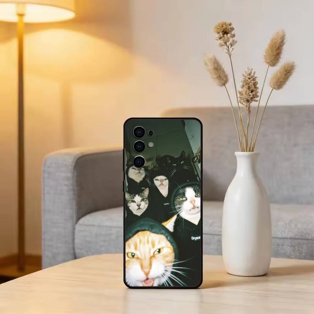 Cool cat Phone Case Black Silicone Soft For Samsung S25,S24,S21,S22,S23,S30,Ultra,S20,Plus,Fe,Lite