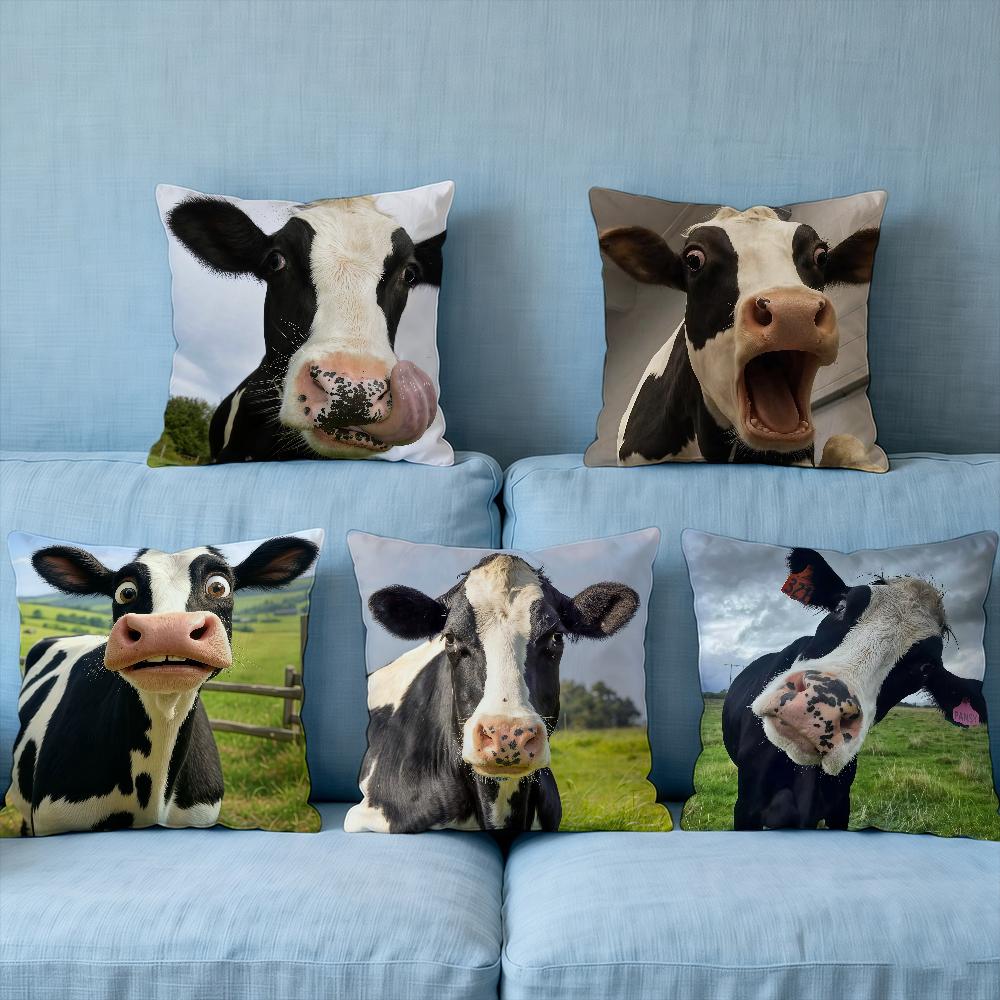 Poduszka Czarna Poszewka Biała Miękkie Etui Sofa Zabawny Salon Holsteinski Dom Wygodny Biuro Wystrój Ochronny Krowy Poduszka