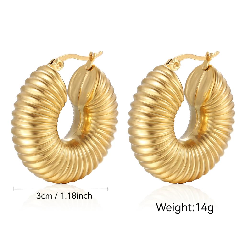 Stainless Steel Chunky Hoop Earrings for Women Teen 18K Gold Plated Hypoallergenic Thick Huggie Hoop Jewelry for Christmas Gifts