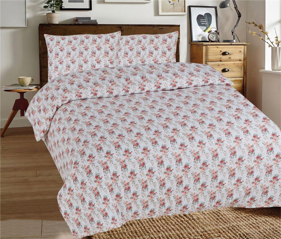 Flannel Bedding 220x200 F83a Pink Flowers