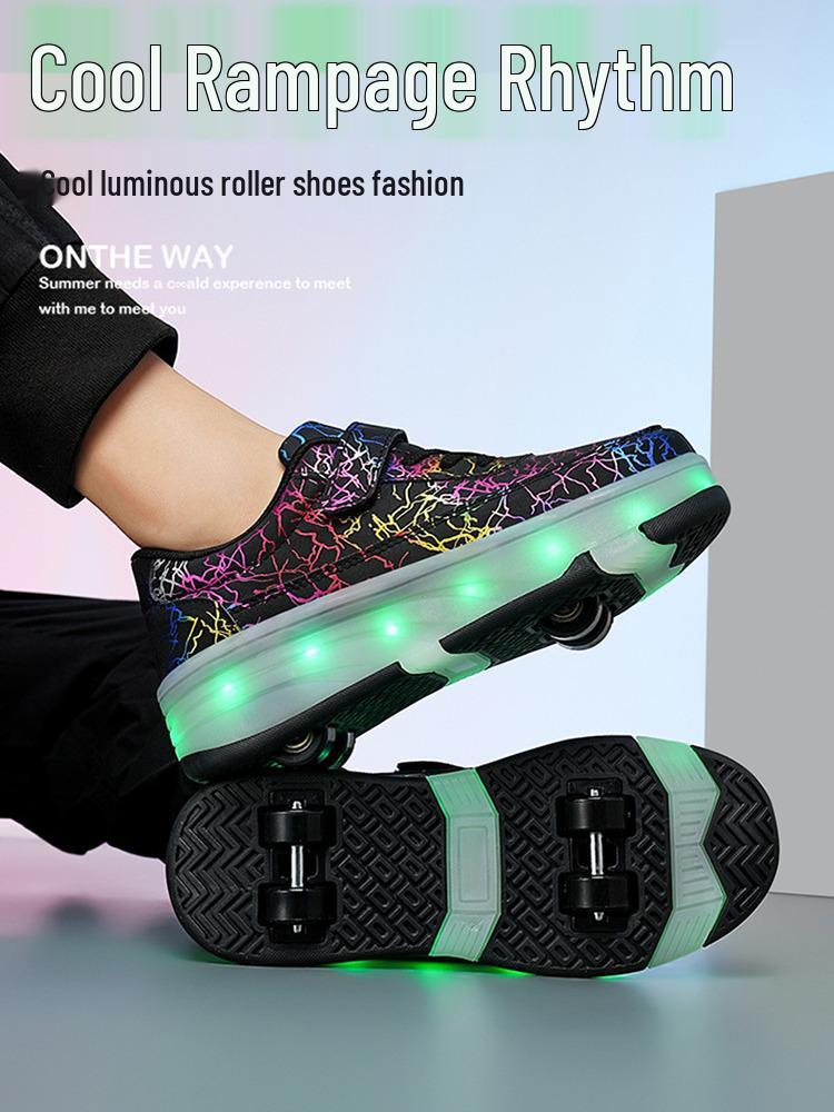2025 Kids’ Double Row Roller Shoes - New Style 4-Wheel Skates Sneakers