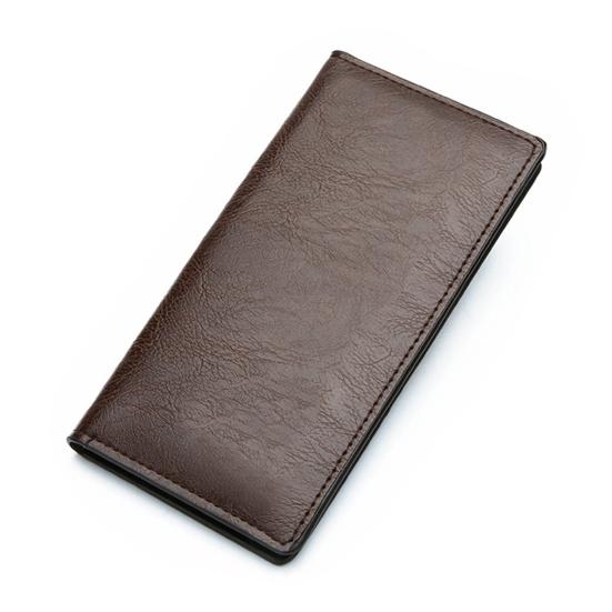 

Men Long Wallet Slim Card Wallet with Multiple Card Slots ID Card Window Artificial Leather Bifold Wallet Gift for Dad темно-коричневого