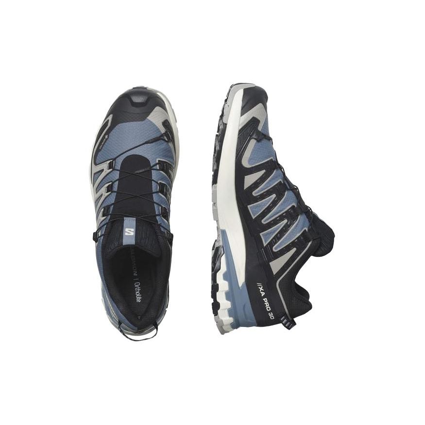 Salomon XA Pro 3D V9 GORE-TEX Flint Stone Ghost Grey Men Sneakers Blue Black L47270600