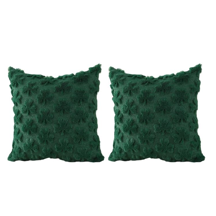 

Home Decors Plush Pillow Case Shamrock Design 3D Faux Furs Jacquard Soft Polyester Cushion Cover for Sofa Couch Car Use