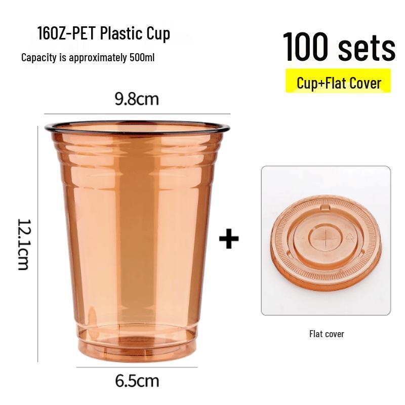 Disposable Plastic Cold Drink Cups with Flat Lids