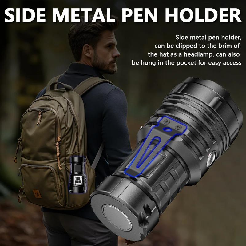 Mini Bright Flashlight Rechargeable Magnetic Clip Small Torch 12 Modes Multi-function Work Light Portable Outdoor Emergency Lamp