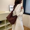 Chic Retro Korean Style Tote Bag For Women With Large Capacity And Fashionable Design In Black Khaki Or Coffee