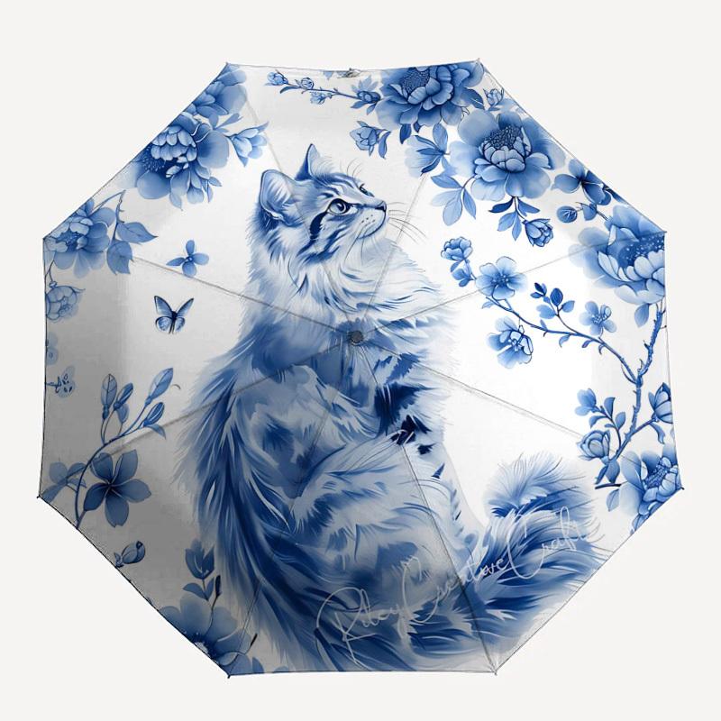 

1pc cat flowers Pattern Umbrella Automatic Opening and Closing Umbrella, High quality Umbrella, Ideal Gift for Her 221