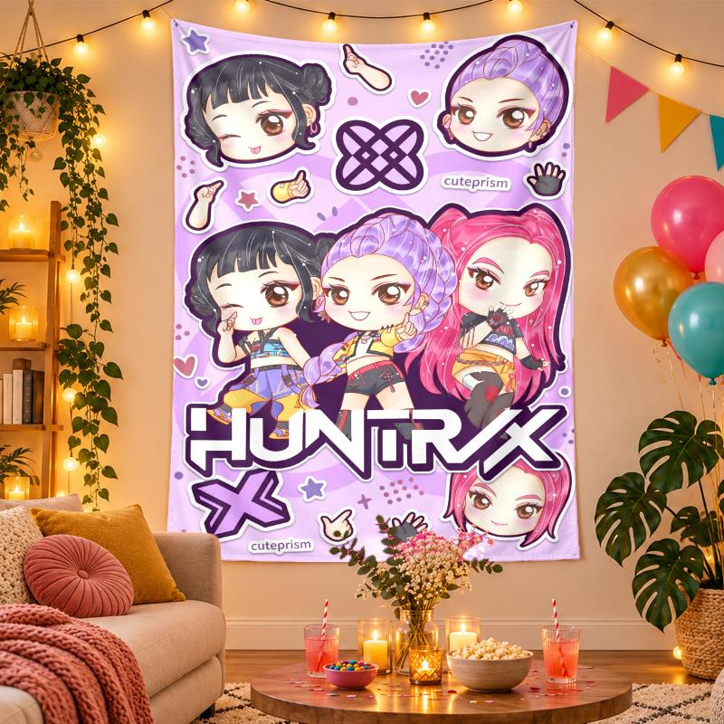 Arazzo da Parete in Poliestere con Design Kpop Demon Hunters, Decorazione da Appendere per Camera da Letto Soggiorno Stanza Universitaria