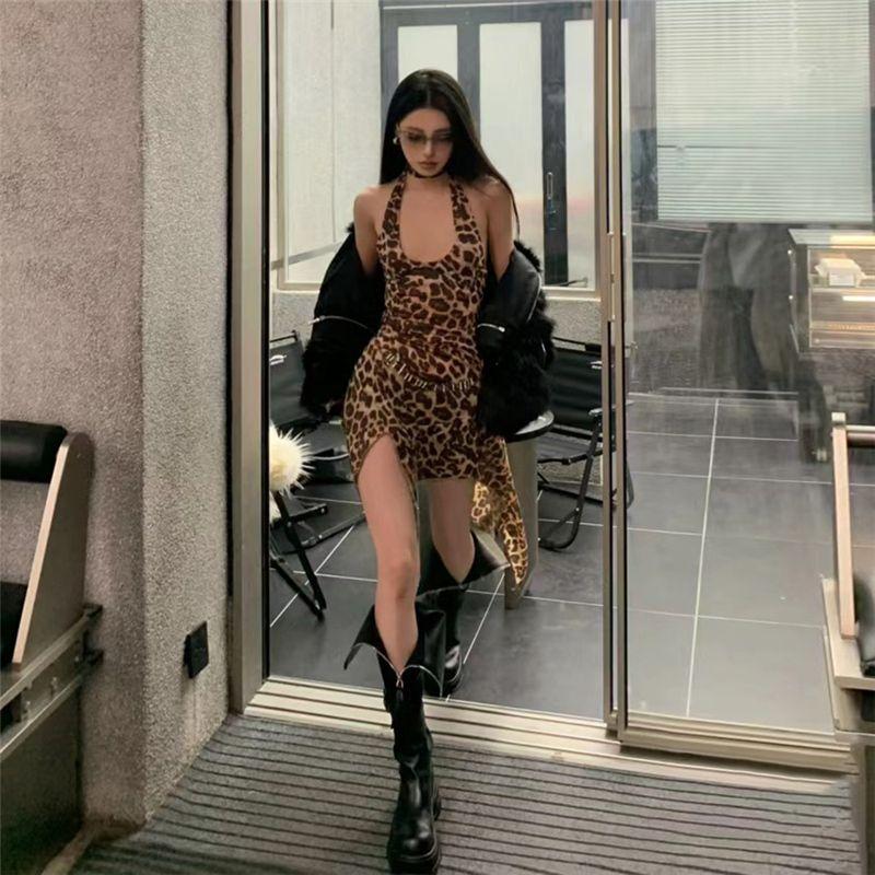 

Sisjuly Леопардовое облегающее платье-комбинация в форме зонтика Leopard print S