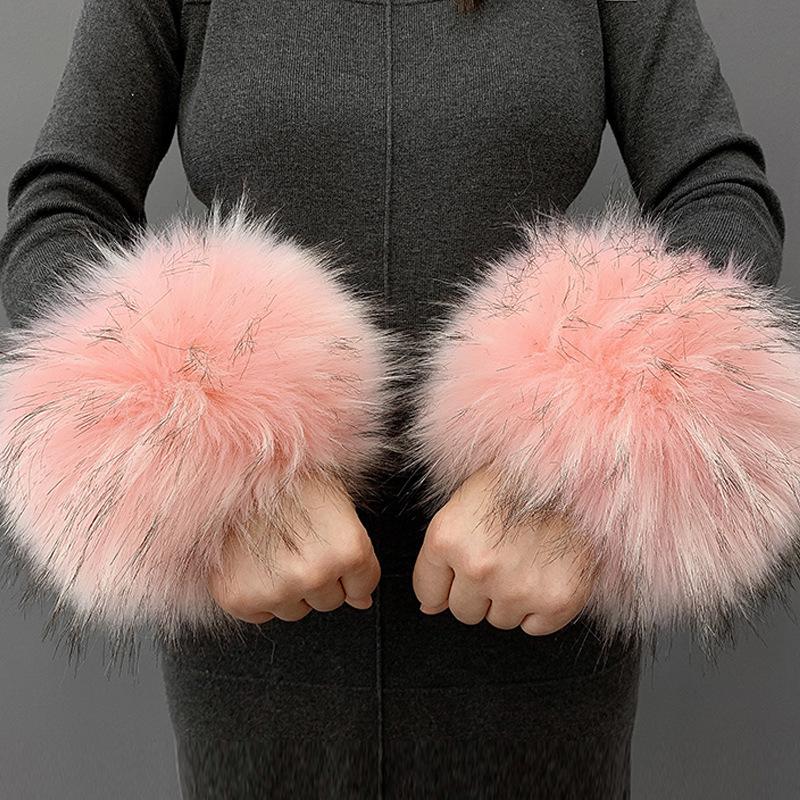 Fluffy Faux Fur Cuff Bracelet Wristband for Women