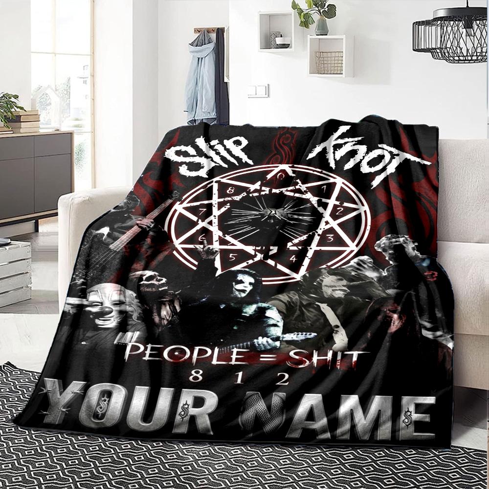 Name Custom Band Slipknot Print Flannel Blanket High Quality Warm Comfortable Cover for All Seasons Perfect for Gifts Home Decor