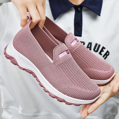 Chaussures plates tricotées en maille respirante pour femmes, chaussures de marche antidérapantes, chaussures habillées décontractées, mocassins légers à bout rond, chaussures de travail plates confortables