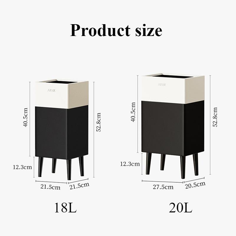 Stainless Steel Waste Bins Bathroom High-footed Trash Can Living Room Large Capacity Garbage Can Kitchen Food Dispose Litter Bin